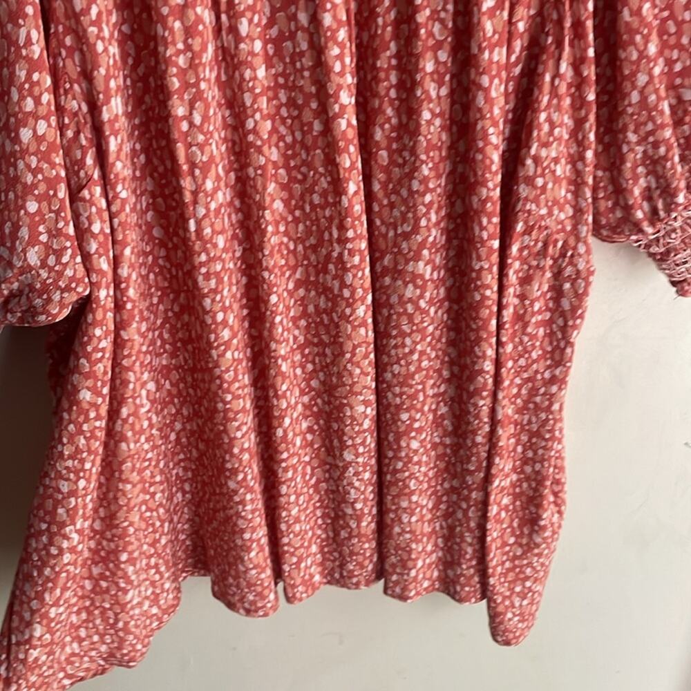 Anthropologie DOLAN Collection Rebecca Smocked Blouse Orange Motif - Picture 8 of 15